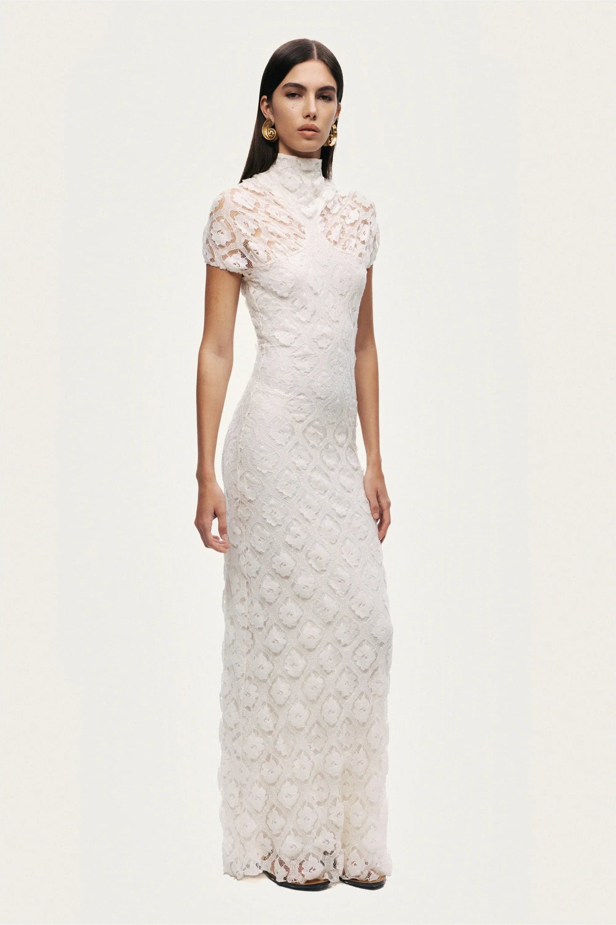 Lace High-Neck Maxi Dress