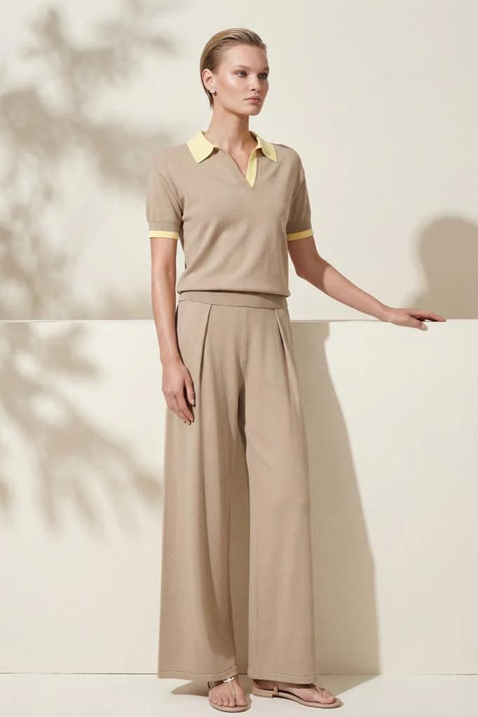 Polo & Wide-Leg Trouser Set
